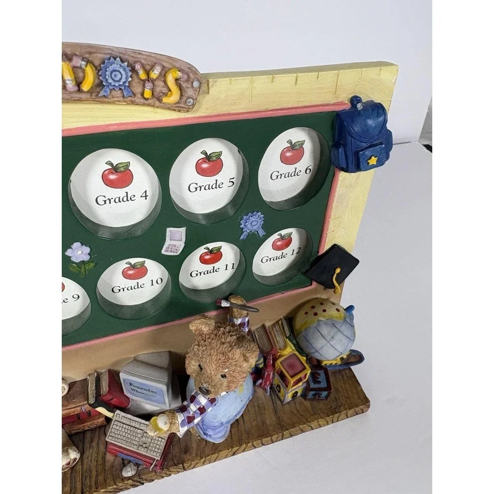 Vintage School Days Bear Bunny Photo Frame Grades 1-12 Holds 12 Photos